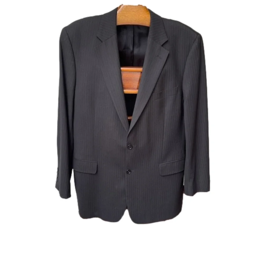 Brooks Brothers Wool Sport Coat Black Pinstripe 44L